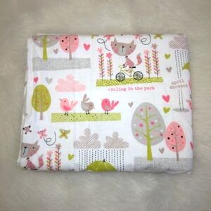 FABRIC Charming Flannel with cute Cats & Birds "Cycling in the Park" 1 y…
